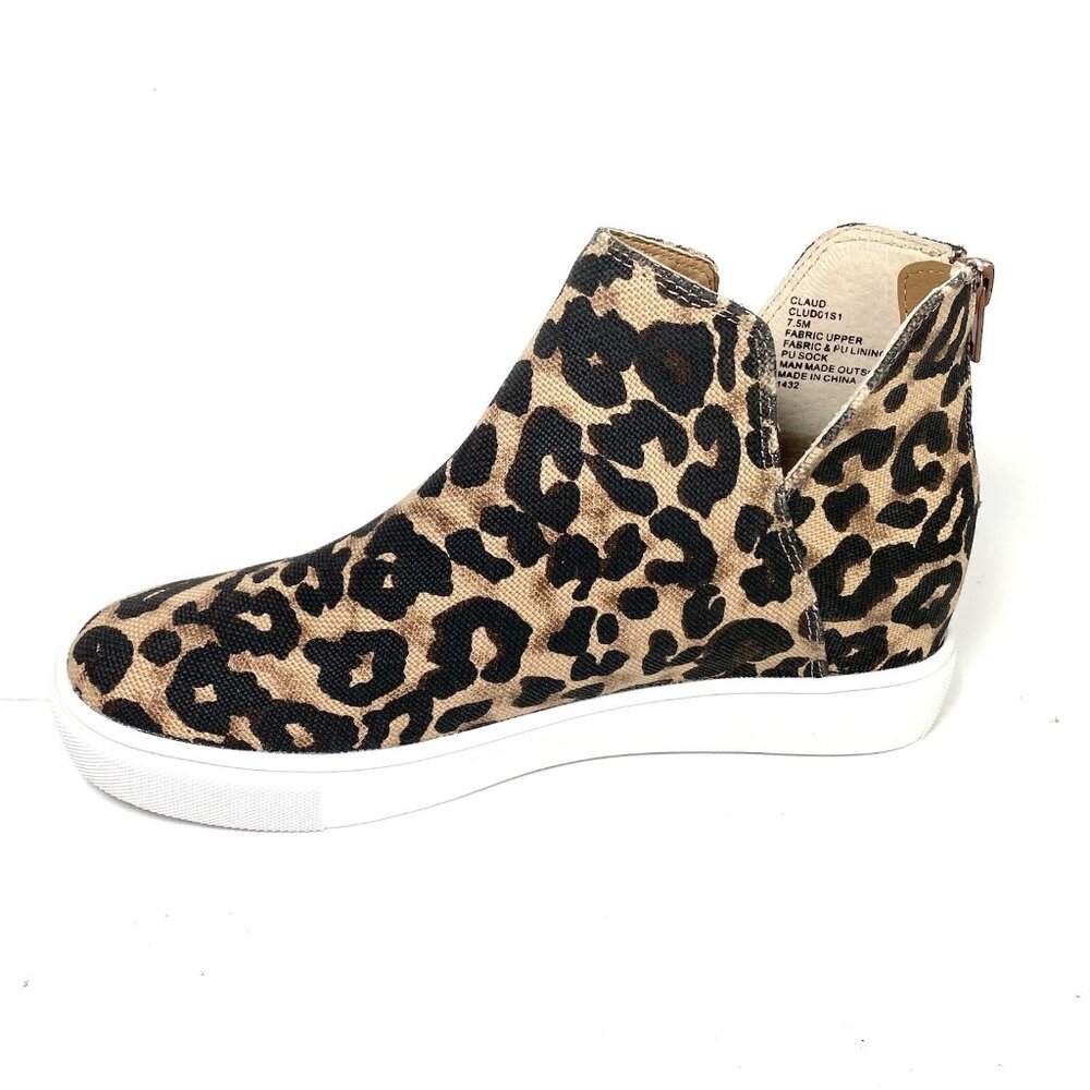 Steve Madden Claud High Top Sneakers Brown Leopard Print | Women’s 7.5 M | New